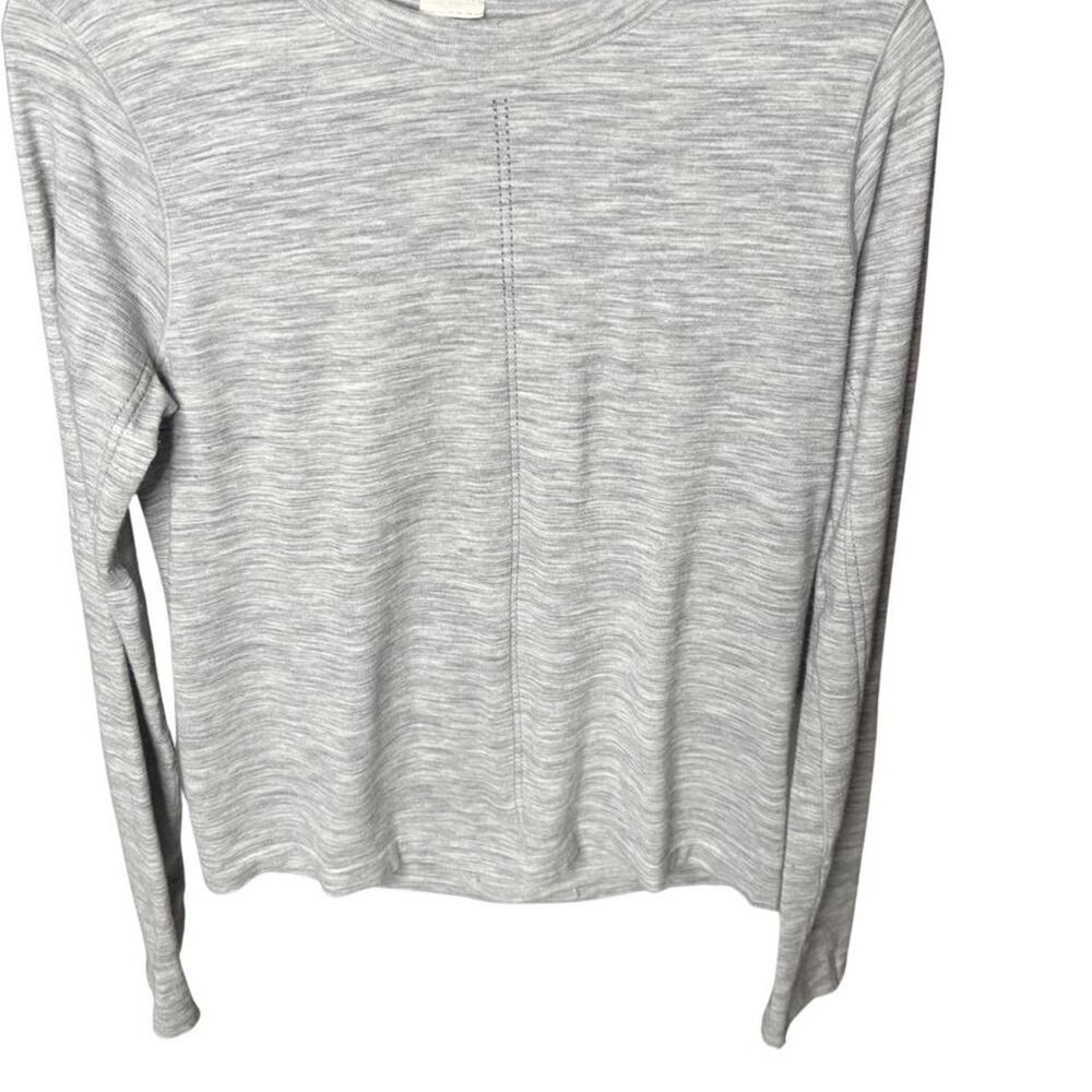 Athleta Grey Heathered Space Dye Front Seam Long Sleeve Yoga Top S